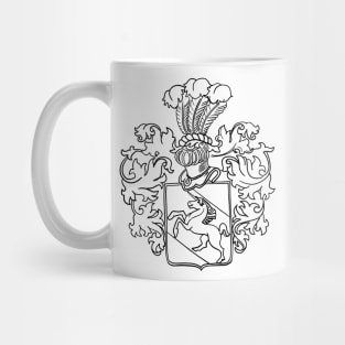 Shedenhelm Family Crest, Line Drawing with Black Ink Mug